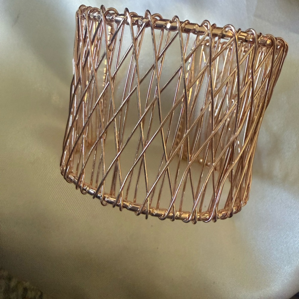 Elegant RoseGold Wire Cuff Bracelet